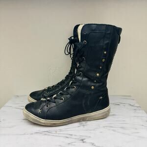 Cloud Black Wool Lined Lace Up Leather Calf Boots Women’s Size 8.5